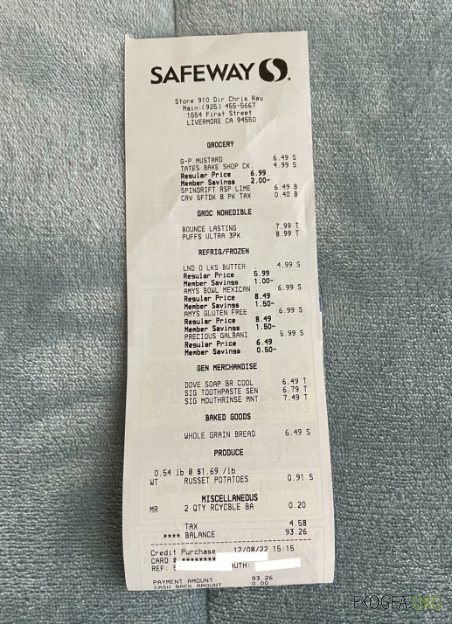 Paiement du supermarché Safeway